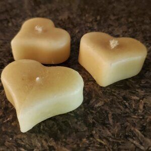 NEW Beeswax Mini Floating Heart Candles, set of 3, 2" Votives